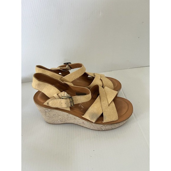 KorkEase Shoes Korkease Ava Cream Beige Leather Platform Wedge